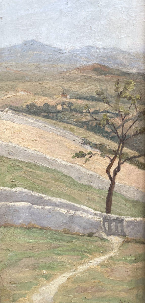 Huile Sur Toile, Paysage Avec Arbre Par Joseph Bernard Artigue-photo-3