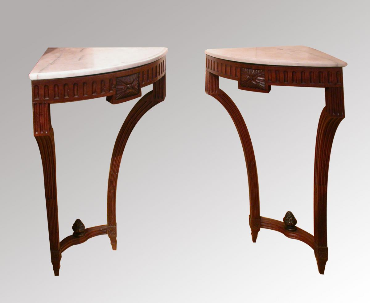 Pair Of Louis XVI Angle Consoles