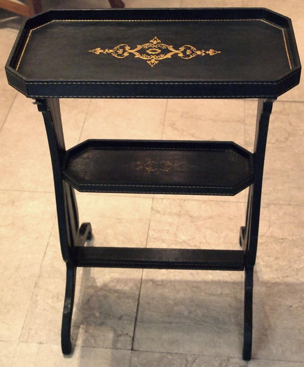 Little Table In Leather Directoire Style-photo-2