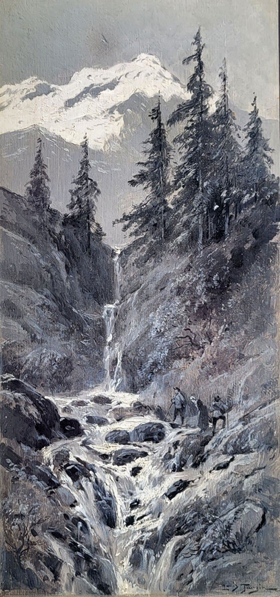 Huile Sur Panneau Paysage De Montagne Par Louis Tauzin-photo-2