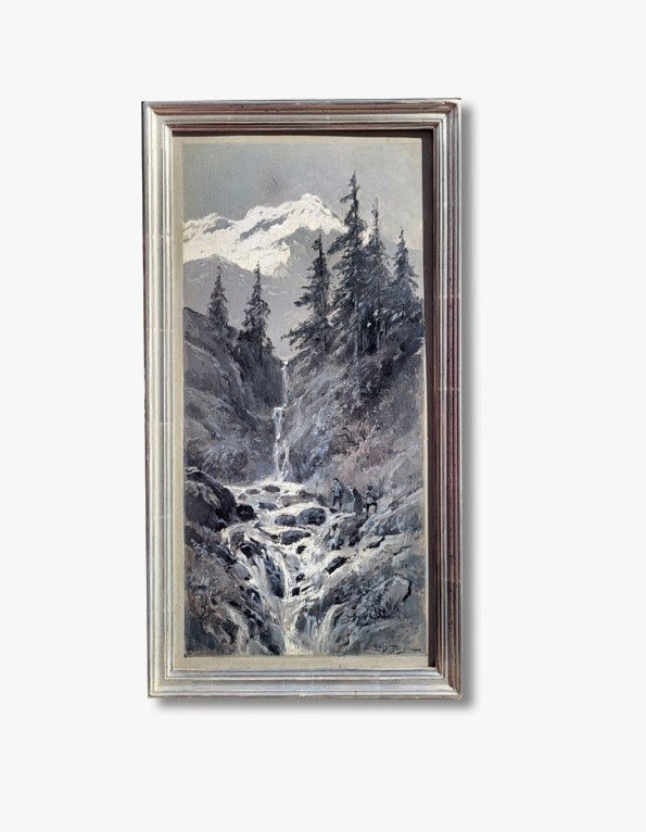 Huile Sur Panneau Paysage De Montagne Par Louis Tauzin