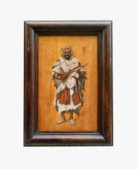 Oil On Wood, African Griot, Early 20th