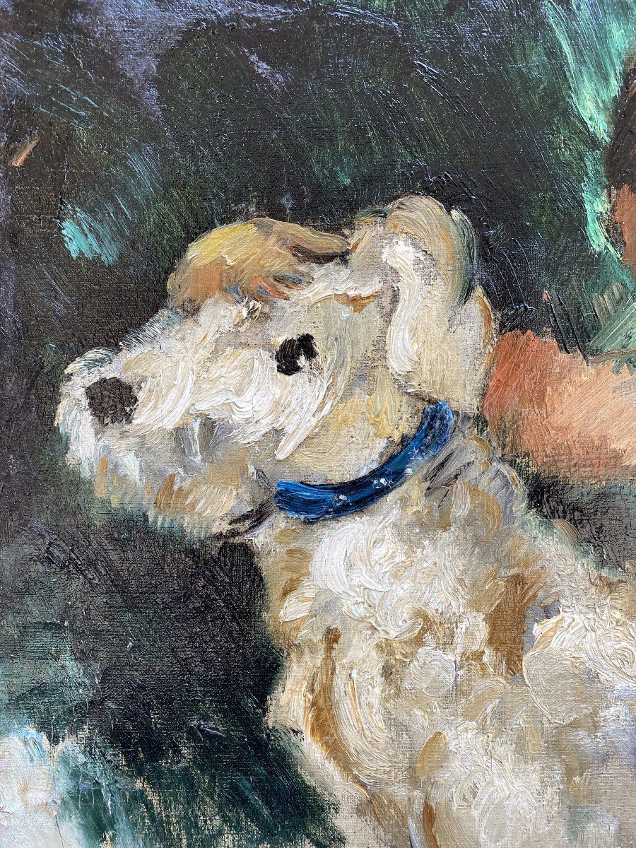 Huile Sur Toile, Enfant Et Son Chien Par Jeand E Botton -photo-4