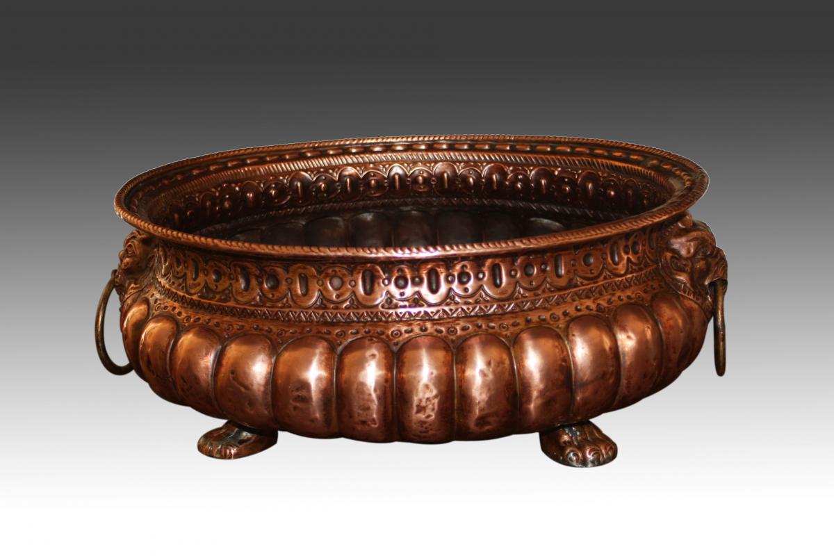 Jardinière Oval In Brass, End Eighteenth-early Nineteenth Centuries