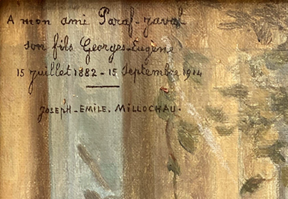 Huile Sur Toile, Portrait d'Un Père Et Son Fils par Emile Millochau-photo-4