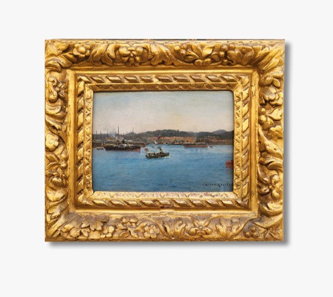 Une Huile Sur Toile, Marine, Toulon Par Gaston Roullet 