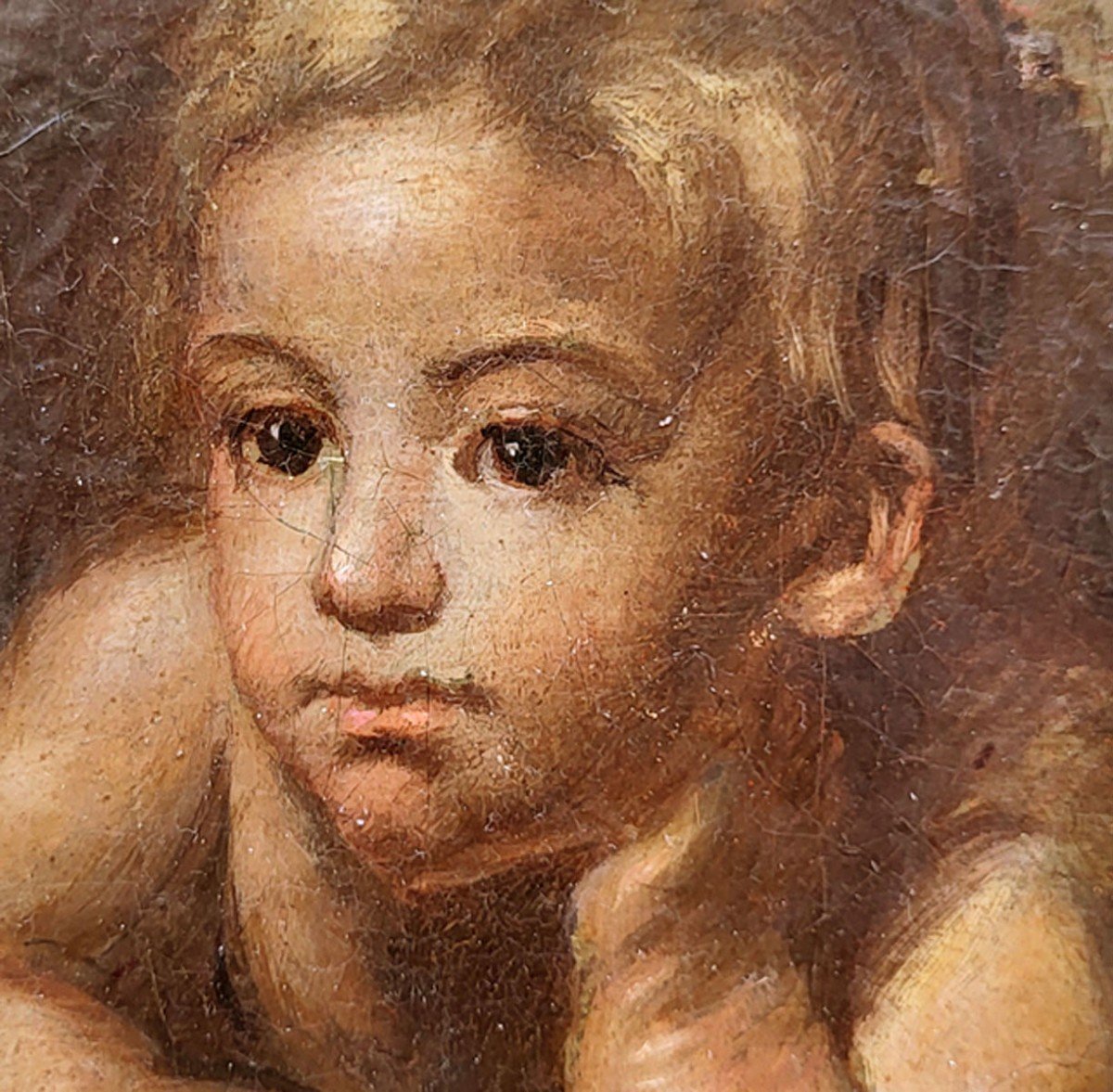 Huile Sur Toile, Portrait d'Enfant, Debut 19ème -photo-3