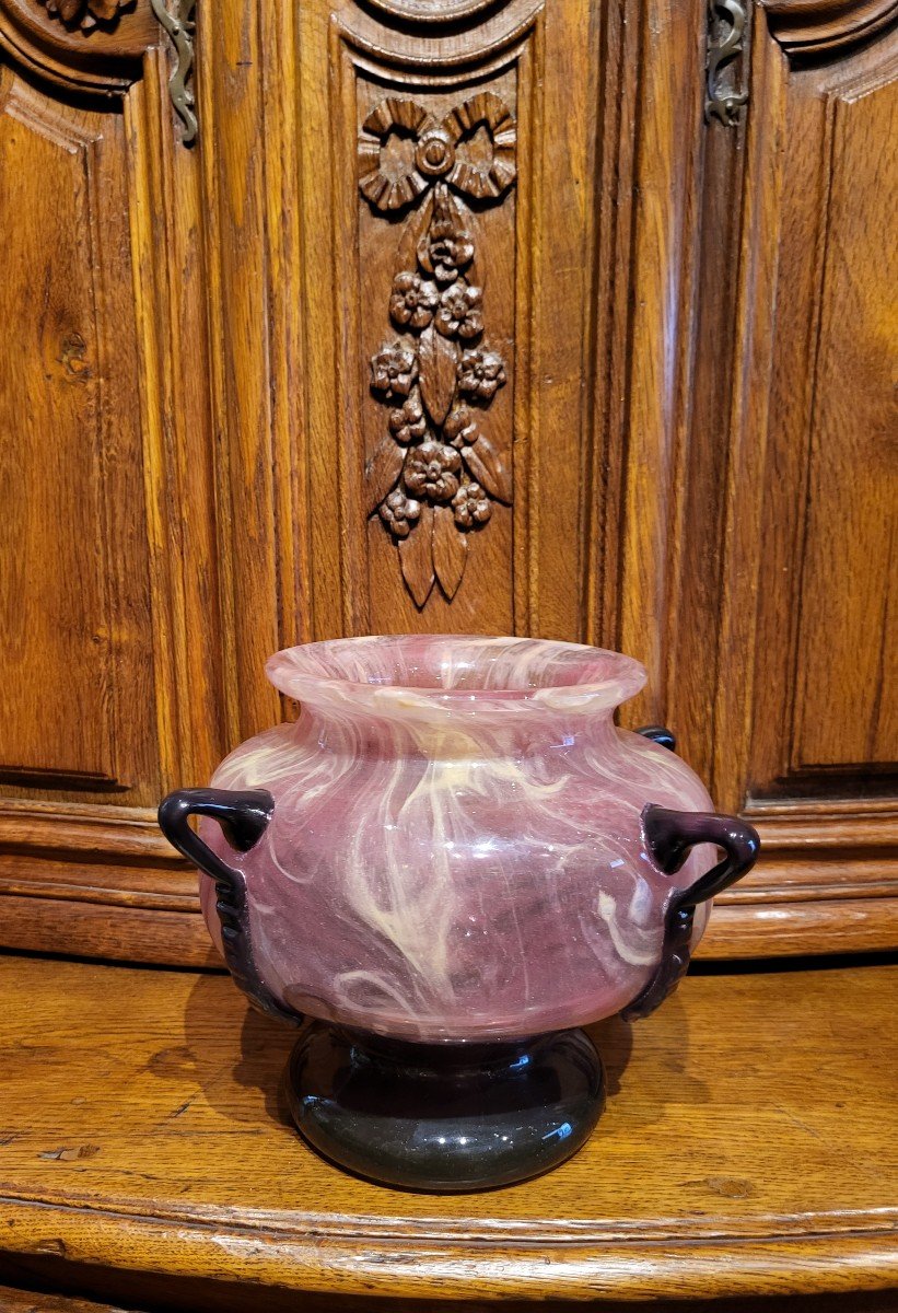A Glass Pate Vase By Schneider