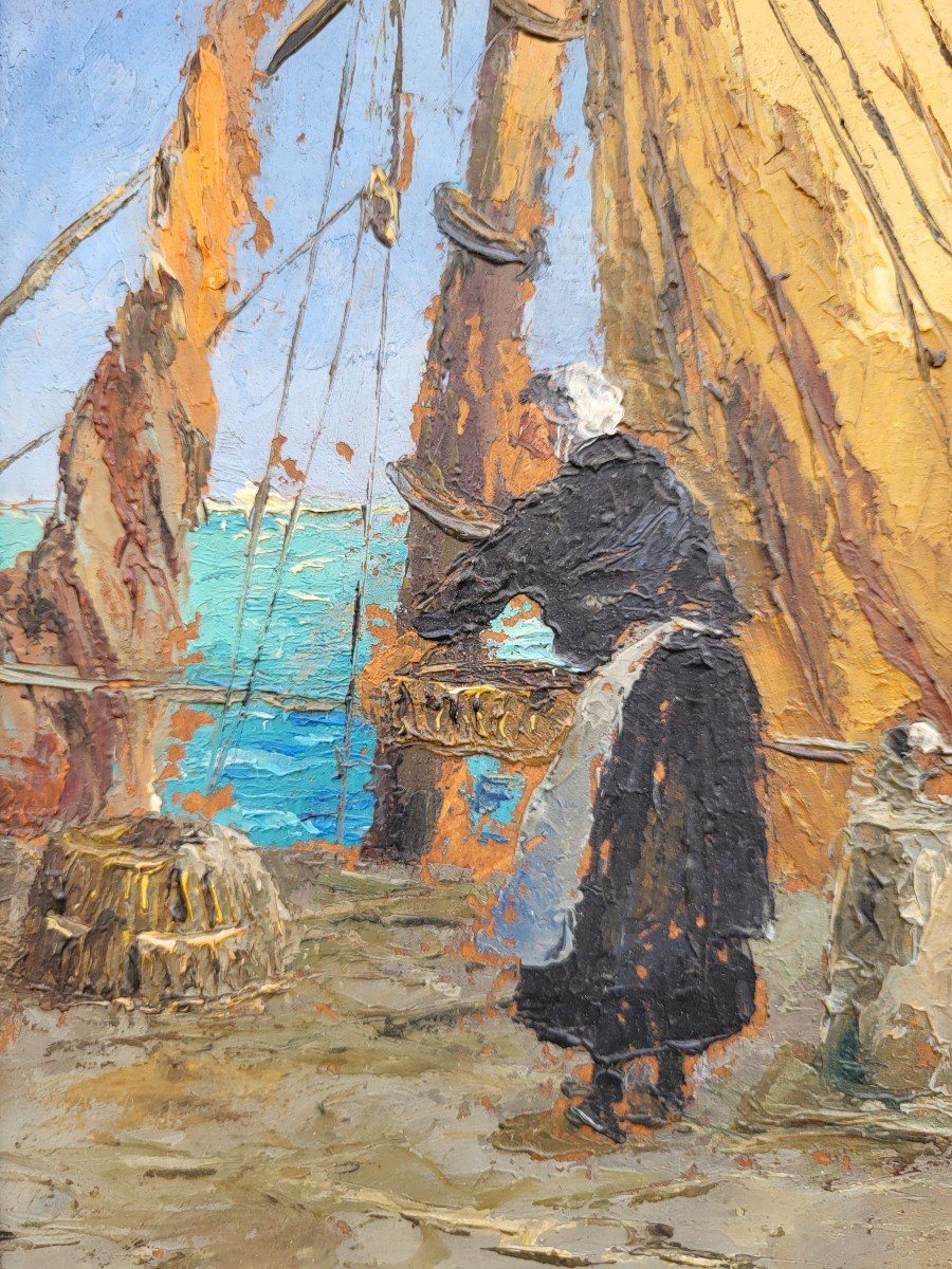 Oil On Panel, Sailor Fishermen By André Hardy -photo-4
