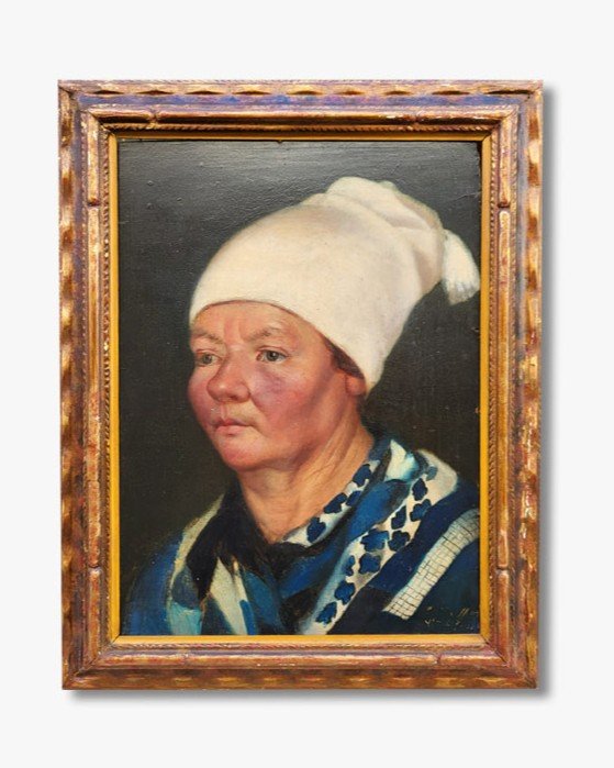 Huile Sur Panneau, Portrait De Paysanne, 19ème 