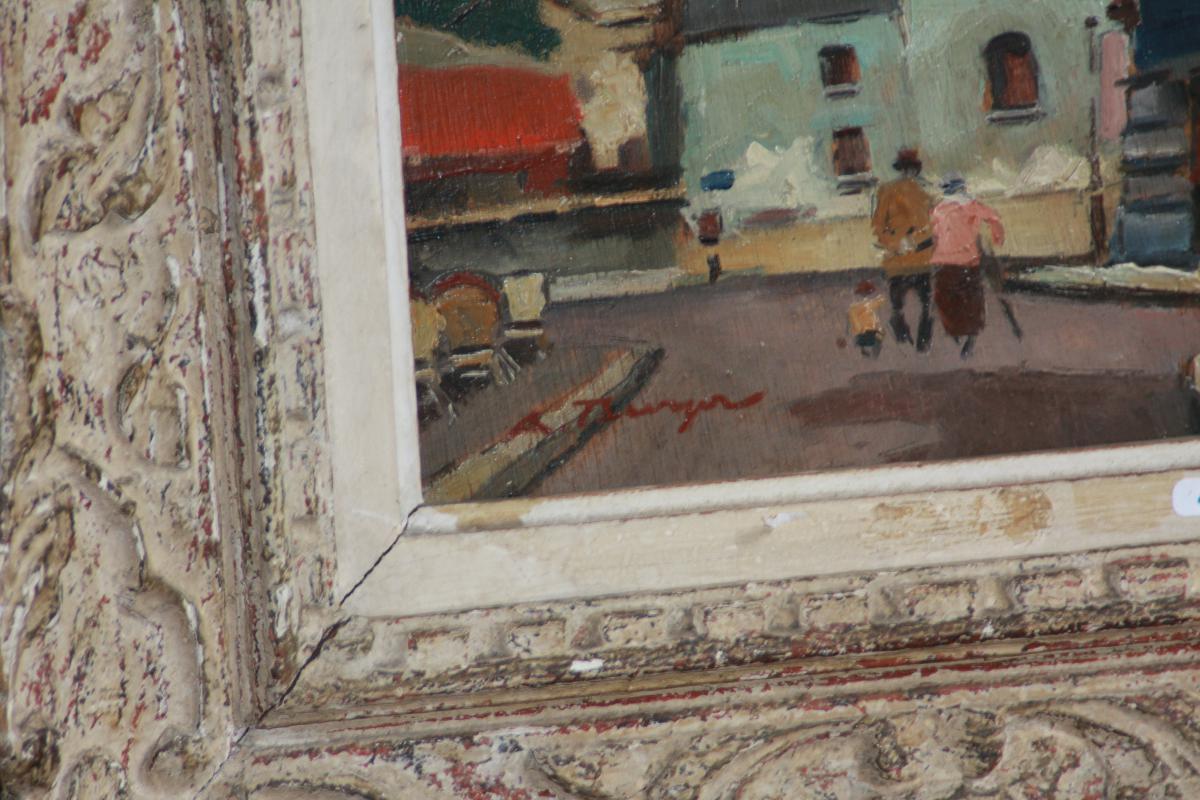 Oil On Canvas, Montmartre By A. Burger-photo-3