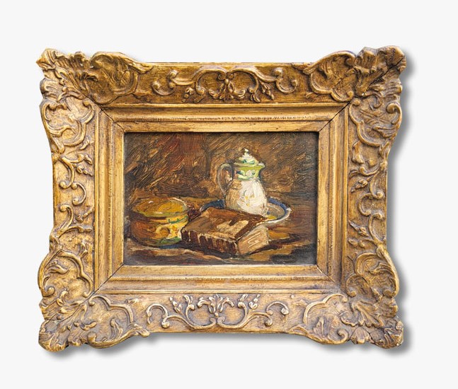 Oil On Panel, Still Life With Book, Late 19th Century 