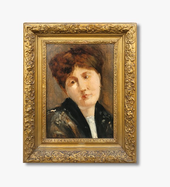Oil On Panel, Portrait Of A Woman By Antoine Vollon 