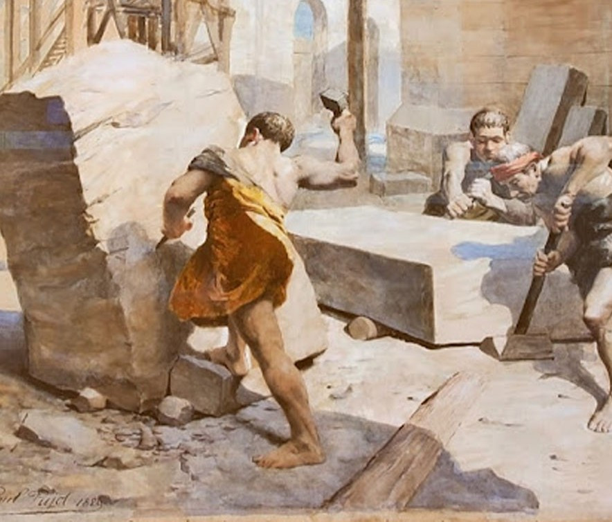 Aquarelle, Les Bâtisseurs Par Paul Pujol-photo-3