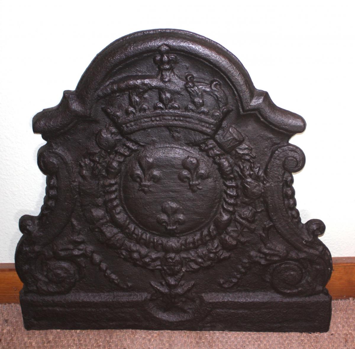 Plaque De Cheminée En Fonte, époque 17e Siècle