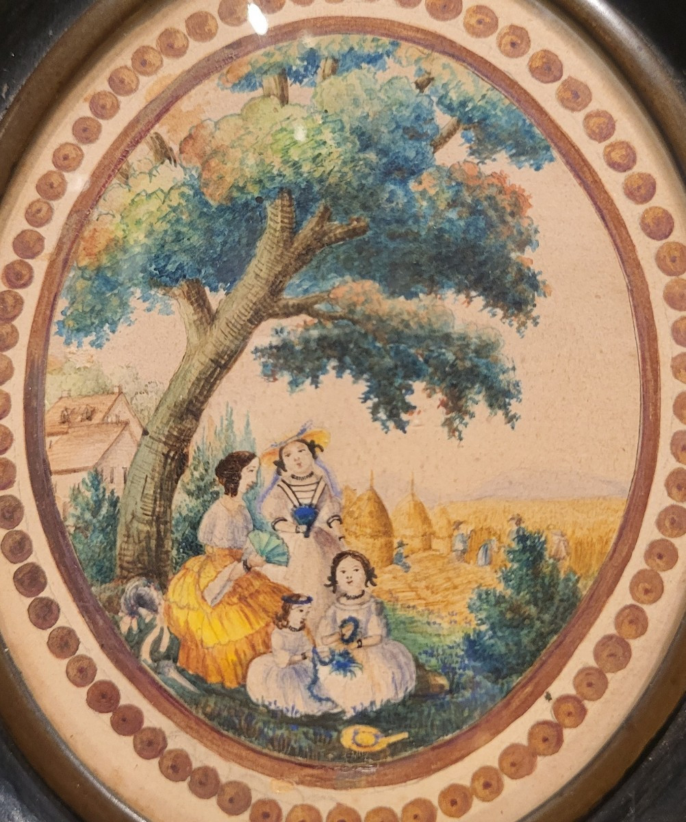 Watercolor Miniatures, The 4 Seasons, 19th Century-photo-2