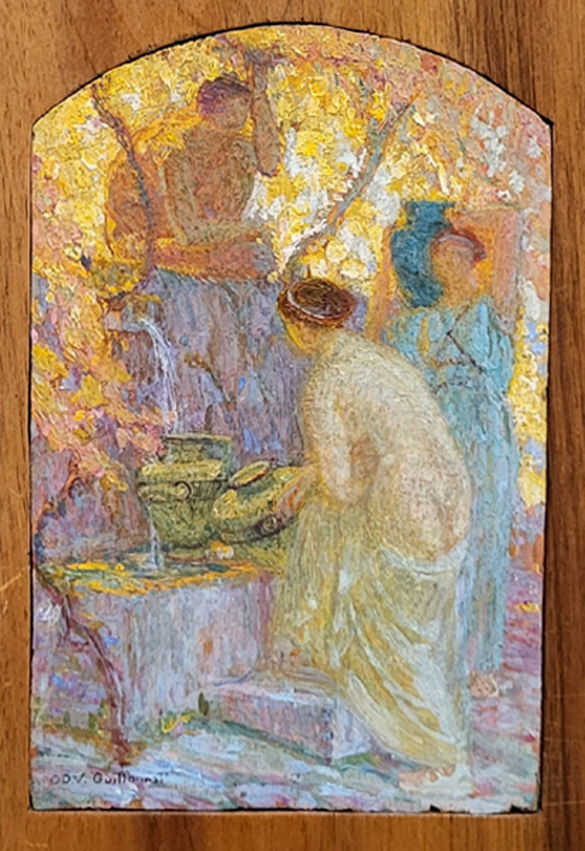 Une huile sur panneau, Femme à l'antique par Octave GUILLONNET-photo-2