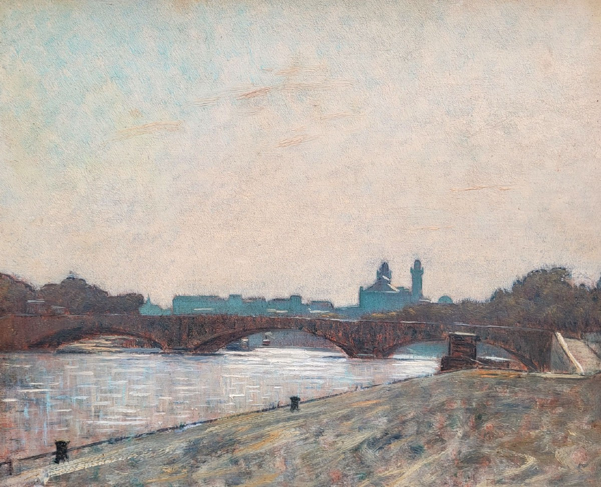 Oil On Canvas, The Seine And The Trocadéro Palace, Late 19th Century -photo-2