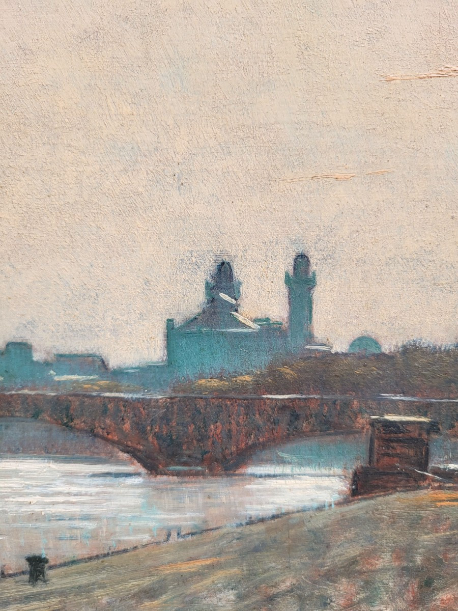 Oil On Canvas, The Seine And The Trocadéro Palace, Late 19th Century -photo-4