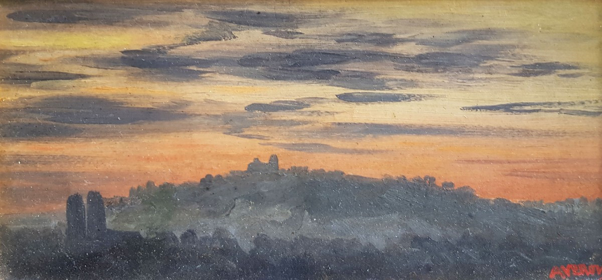 Oil On Wood, Paris In The Evening By Alexandre René Veron-photo-2