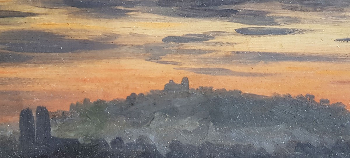 Oil On Wood, Paris In The Evening By Alexandre René Veron-photo-3