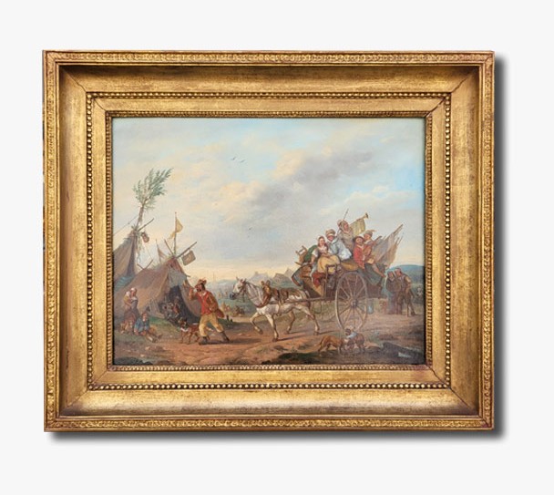 Oil On Panel, Departure For The Festival, Early 19th Century