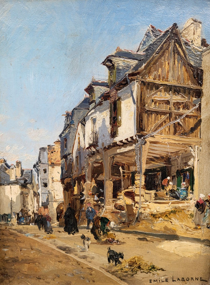 Ube Oil On Canvas, A French Village By Emile Labrone -photo-2