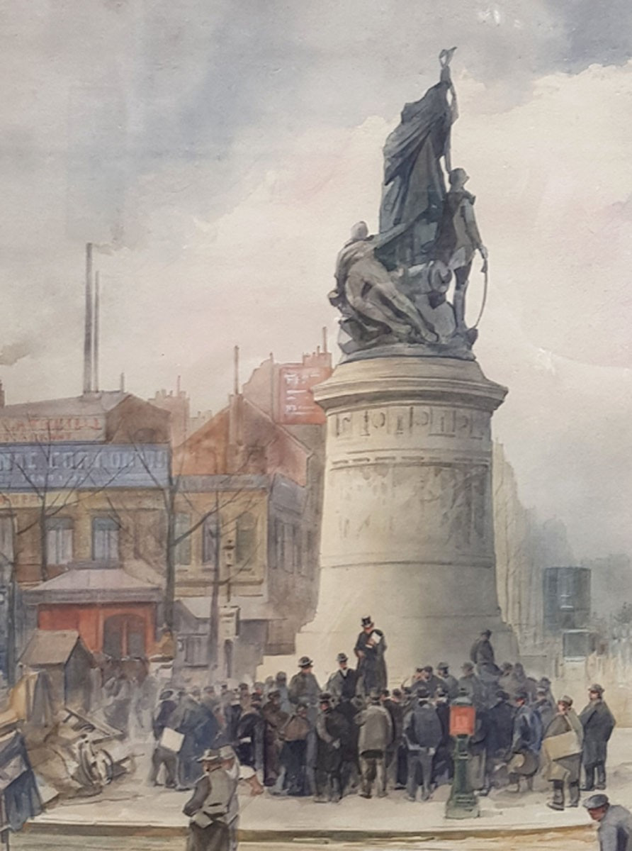 Watercolor, Place De Clichy By Francis Garat-photo-3