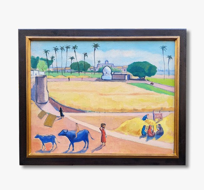 Huile sur toile, Campagne près du Caire par Joseph MISRAHI