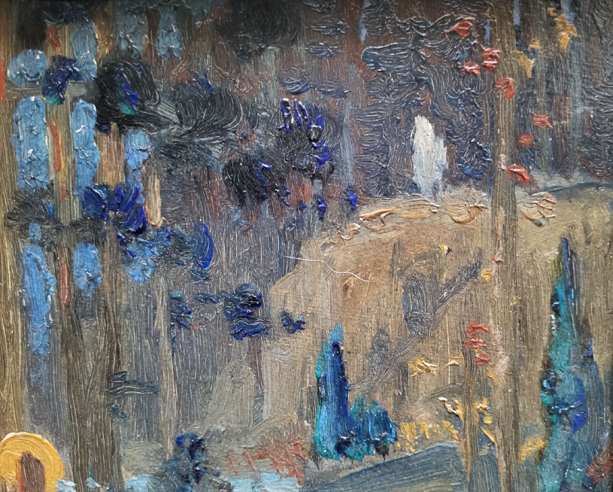 An Oil On Cardboard, Apparition Of The Deer At Saint Hubert -photo-1
