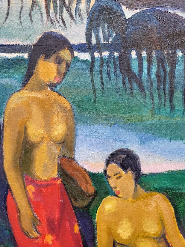Une huile sur toile, Scène de genre, Persnnages aux marquises par Joseph MISRAHI-photo-1
