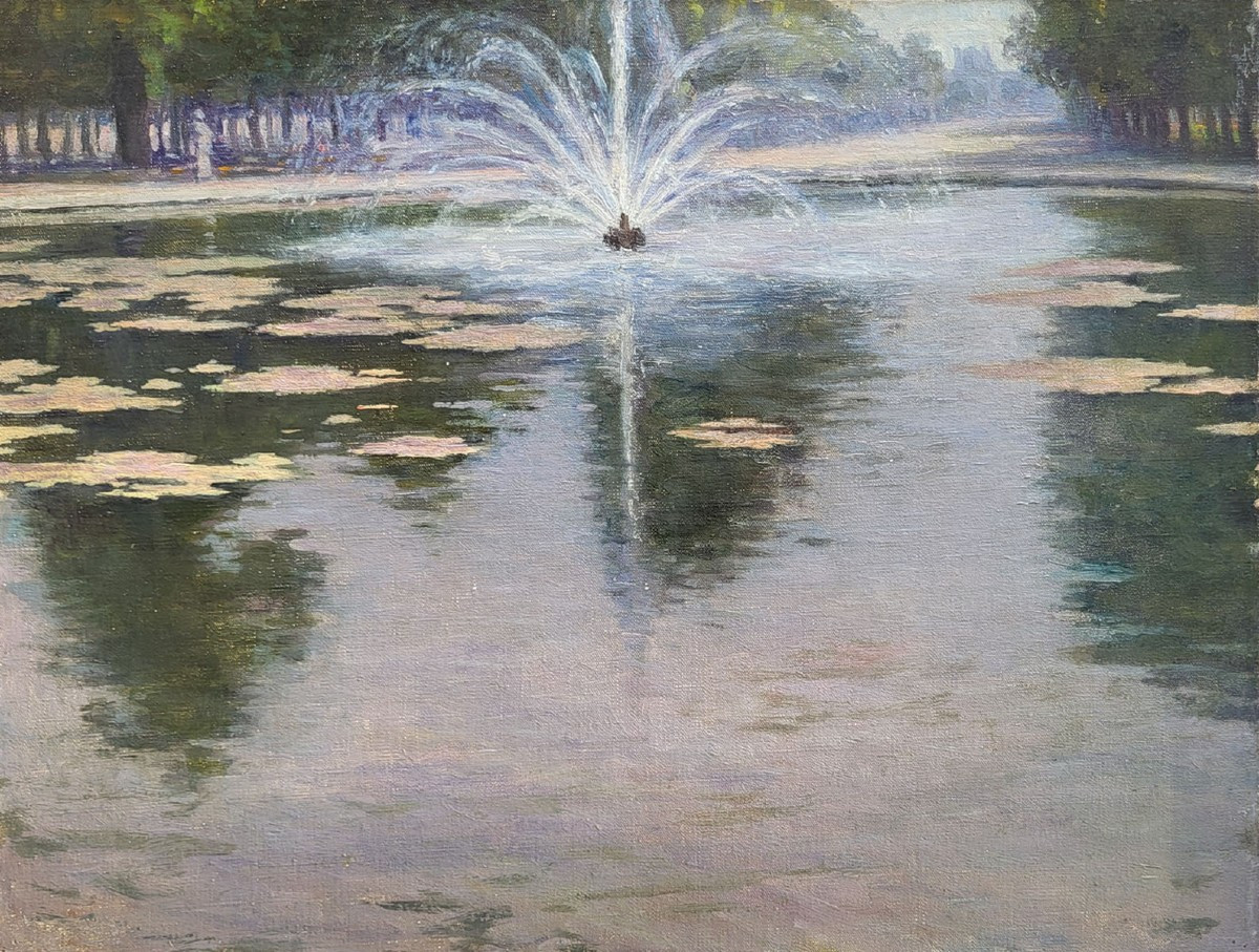 Huiles sur toile, Fontaine aux tuileries par Marc ANTOINE-photo-2