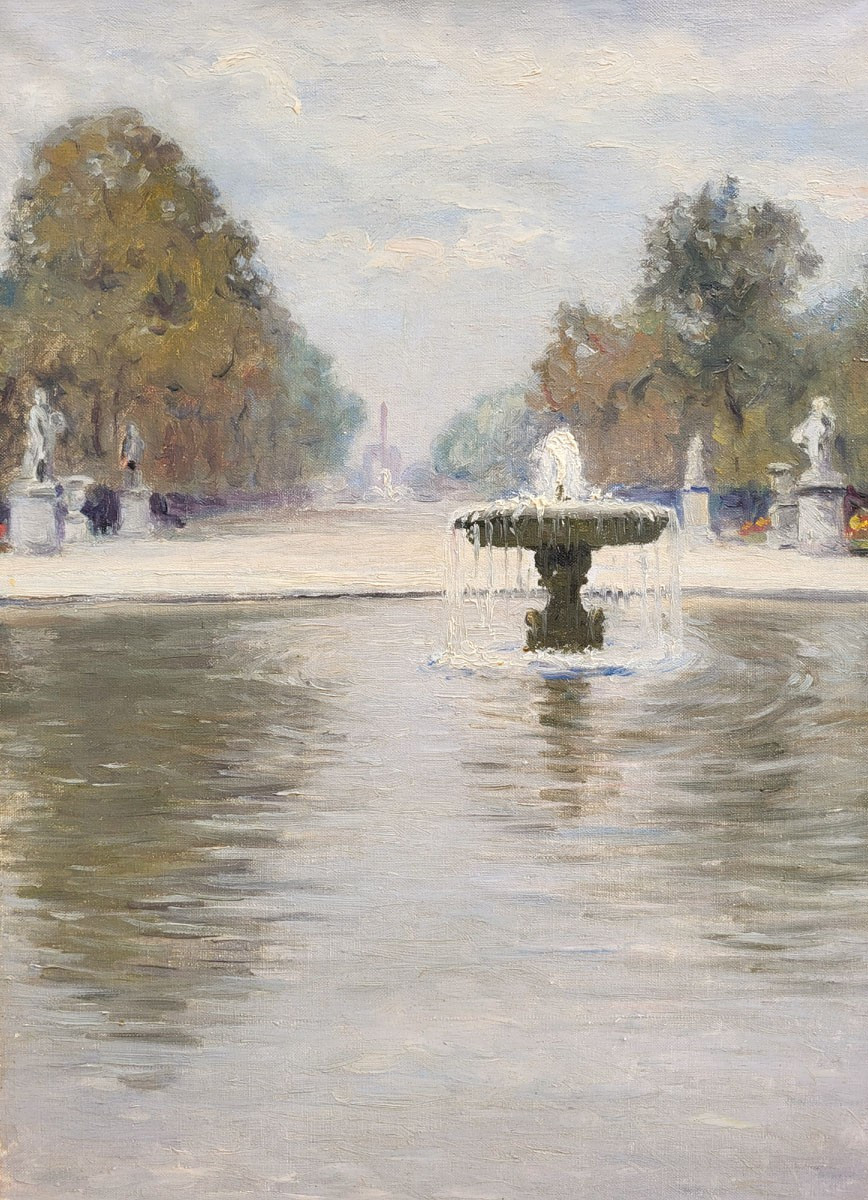 Huiles sur toile, Fontaine aux tuileries par Marc ANTOINE-photo-4