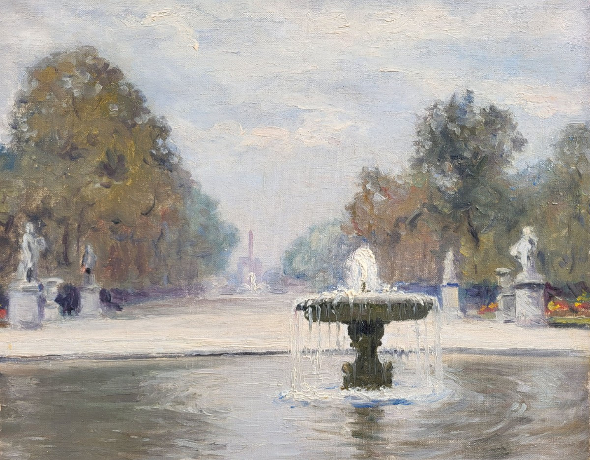 Huiles sur toile, Fontaine aux tuileries par Marc ANTOINE-photo-1