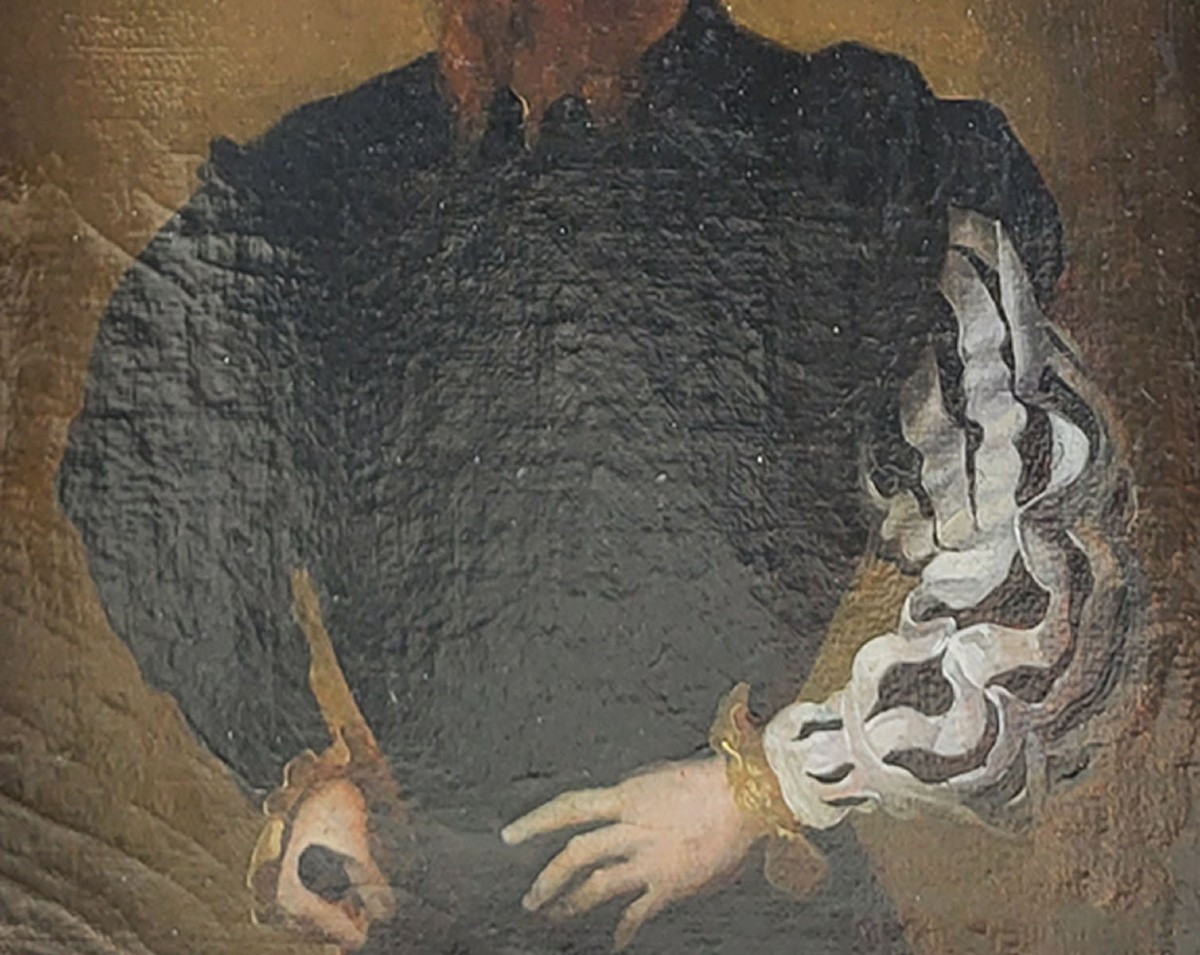 Une huile sur toile, Portrait de César Borgio d'après Raphael 19ème -photo-4