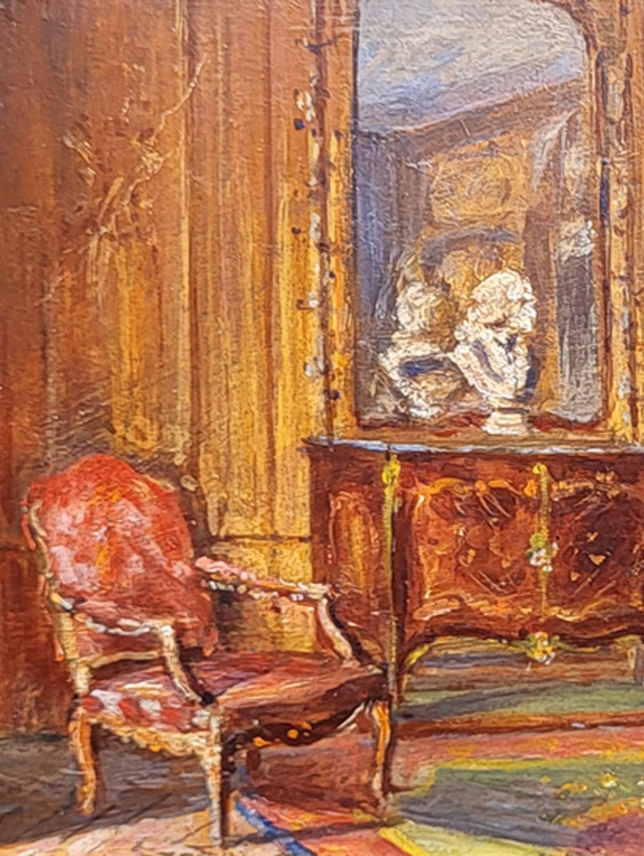 Oil On Cardboard, Interior By Emile Chaperon-photo-3