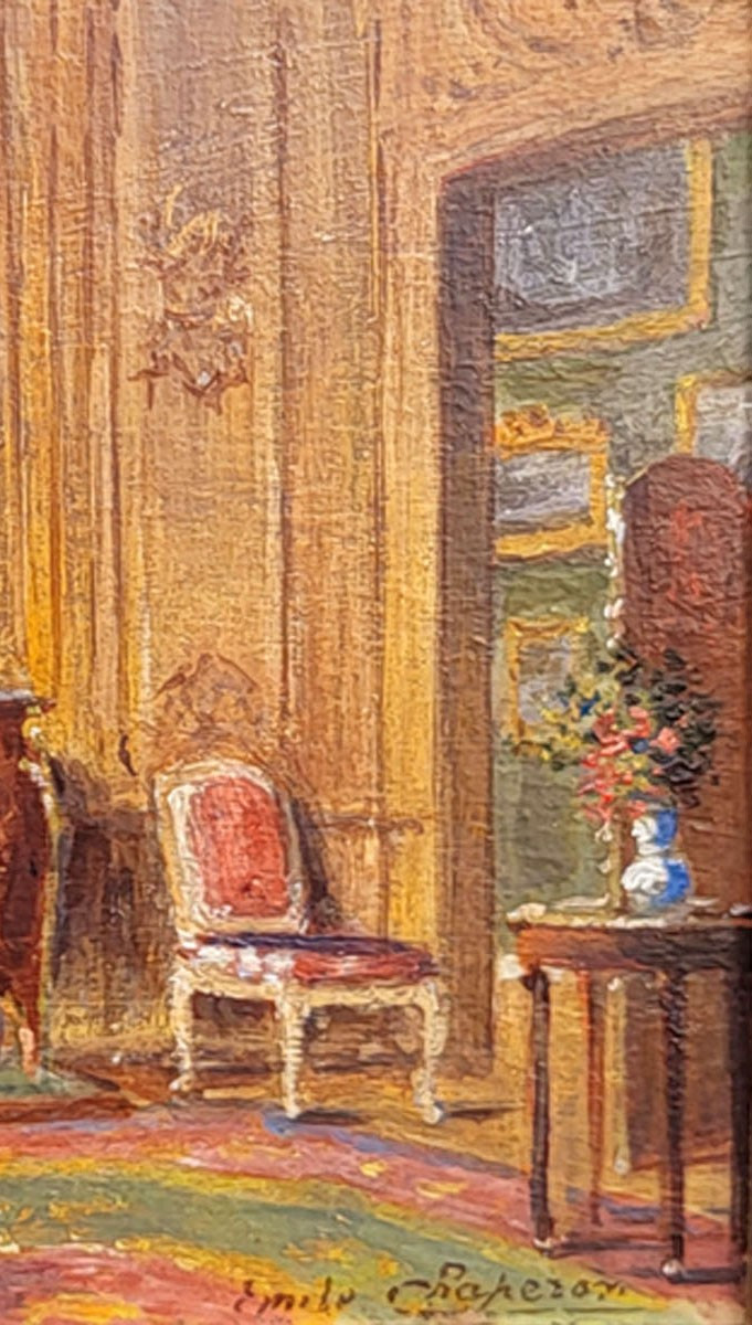 Oil On Cardboard, Interior By Emile Chaperon-photo-4