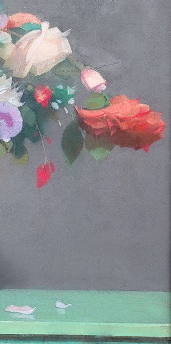 Un pastel, Nature-Morte au bouquet de fleurs par Lucien Victor de Scévola-photo-1