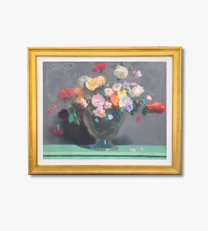 Un pastel, Nature-Morte au bouquet de fleurs par Lucien Victor de Scévola