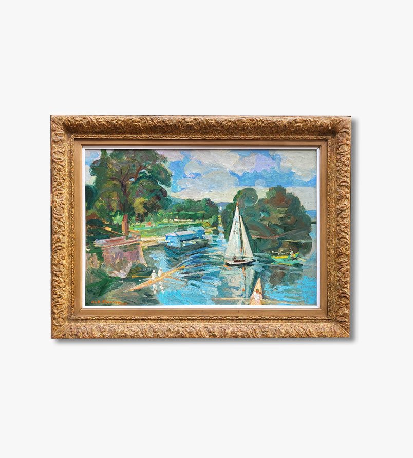 An Oil On Canvas, Bord De Marne By André Planson