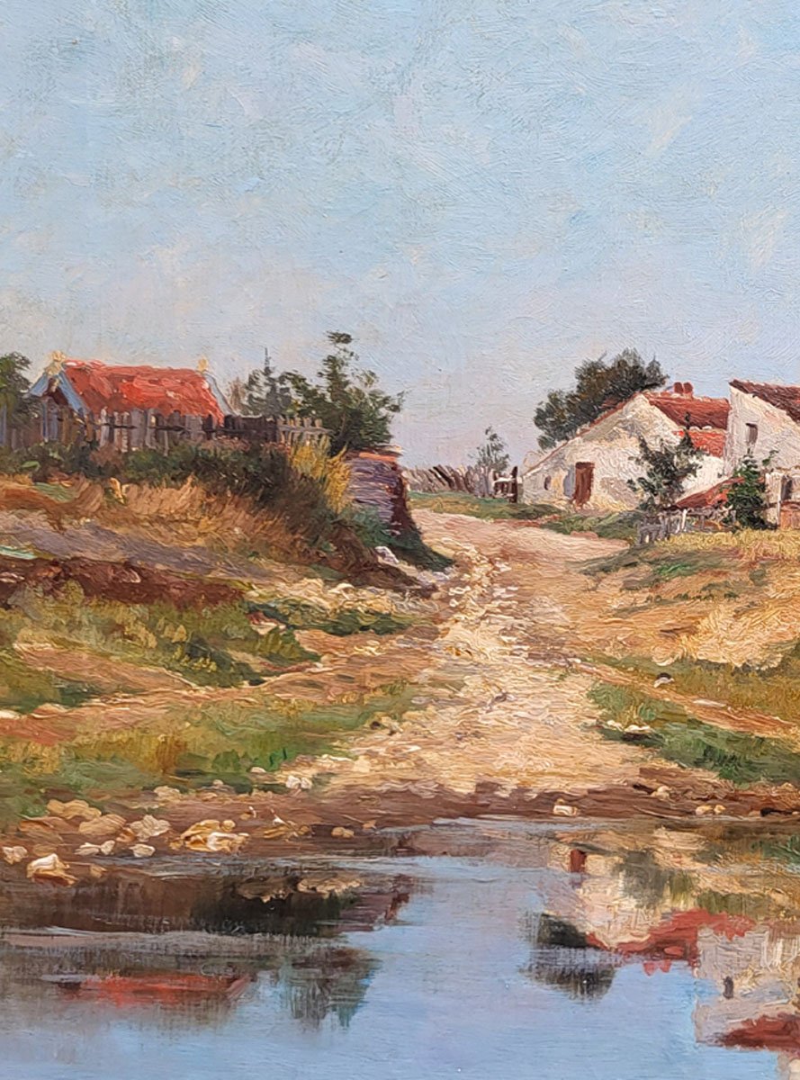 Une huile sur toile, Bords de Seine par Alfred GROSS, 1885-photo-3