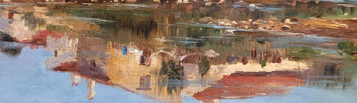 Une huile sur toile, Bords de Seine par Alfred GROSS, 1885-photo-1