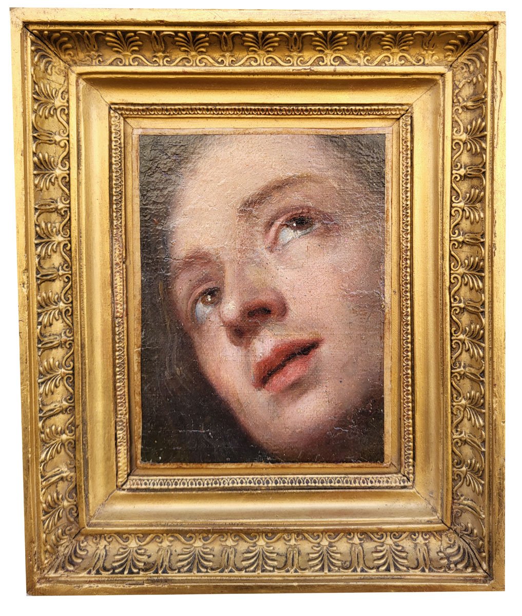 An Oil On Canvas, Portrait De Saintébut 18 ème-photo-2
