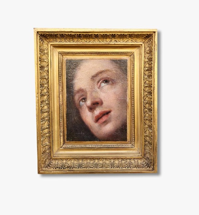 An Oil On Canvas, Portrait De Saintébut 18 ème