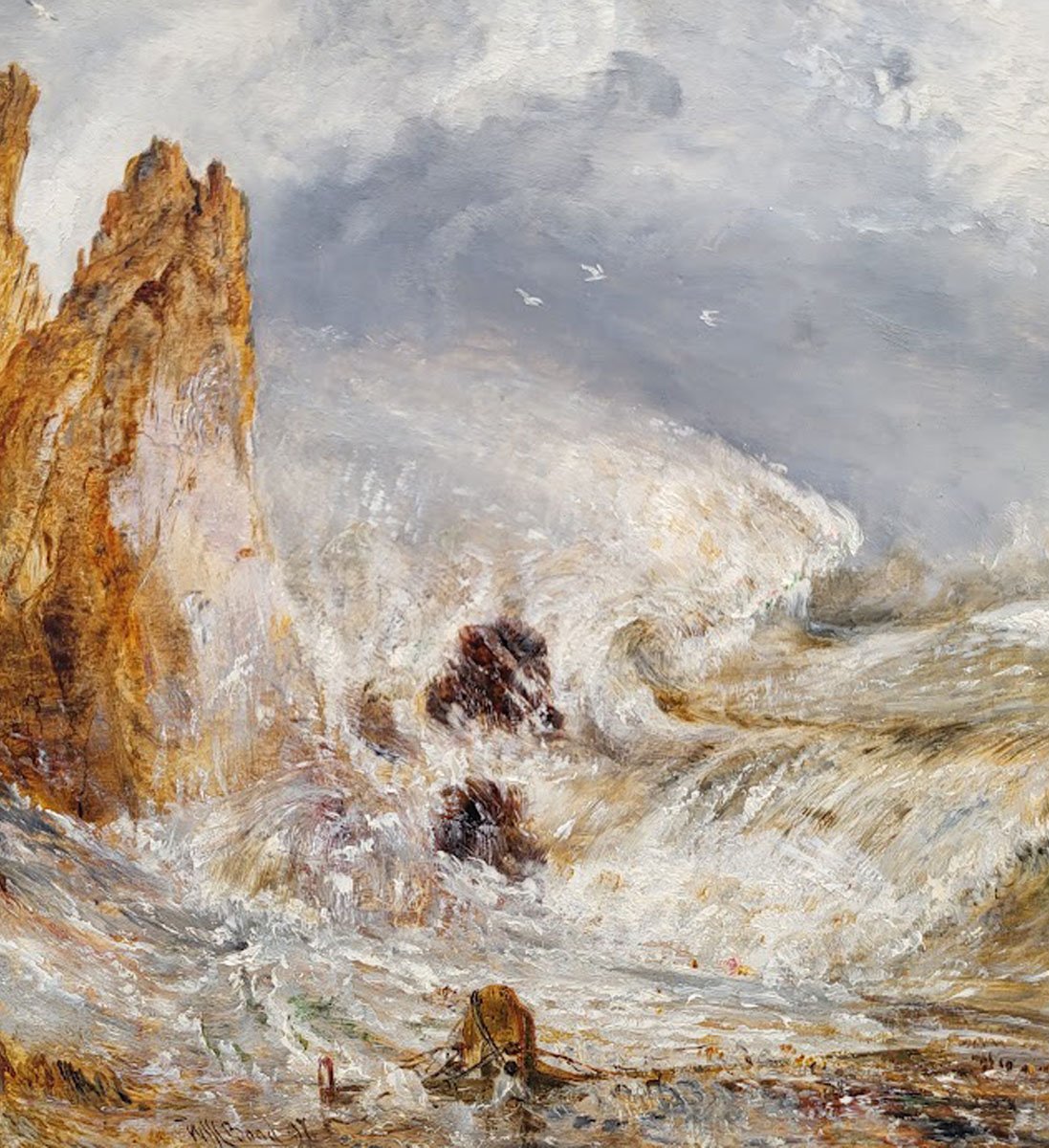 An Oil On Panel, Coastal Landscape By William Joseph Julius Bond-photo-3