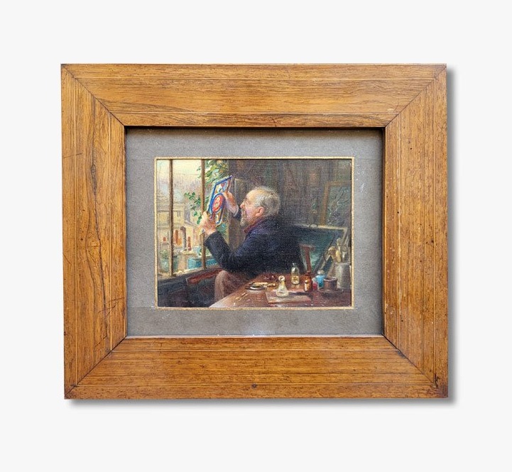 An Oil On Canvas Portrait Of Lucien Begule In His Studio By Léonie Michaud