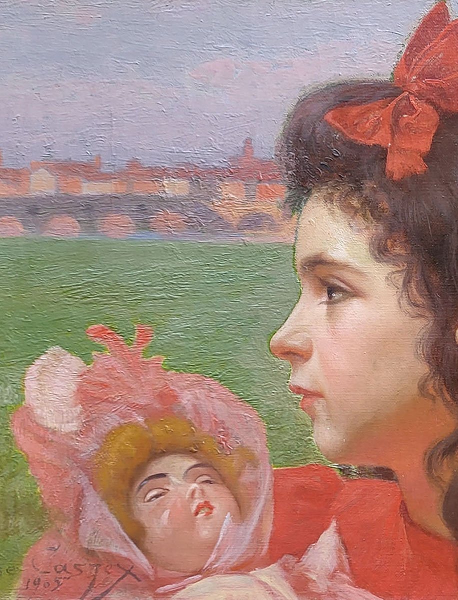 Huile sur toile, Les enfants de l'artiste par Georges CASTEX-photo-3
