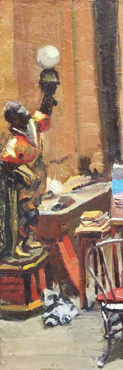 Oil On Canvas, Artist’s Studio By Gustave Hervigo-photo-4
