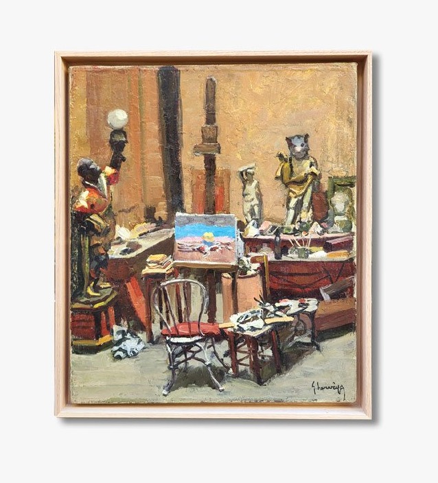 Oil On Canvas, Artist’s Studio By Gustave Hervigo