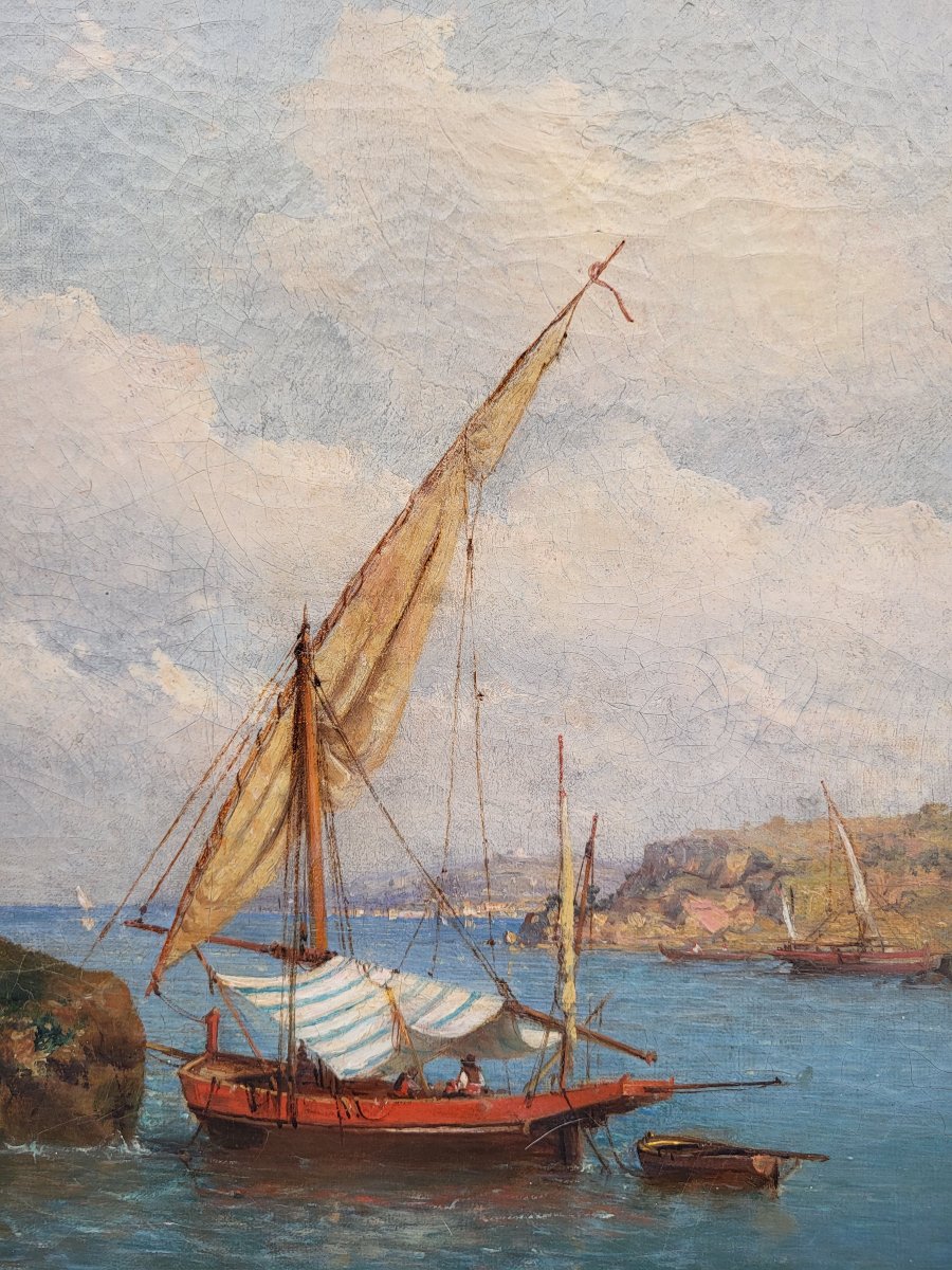 Oil On Canvas, The Portuguese Coast - Tony François De Bergue -photo-2
